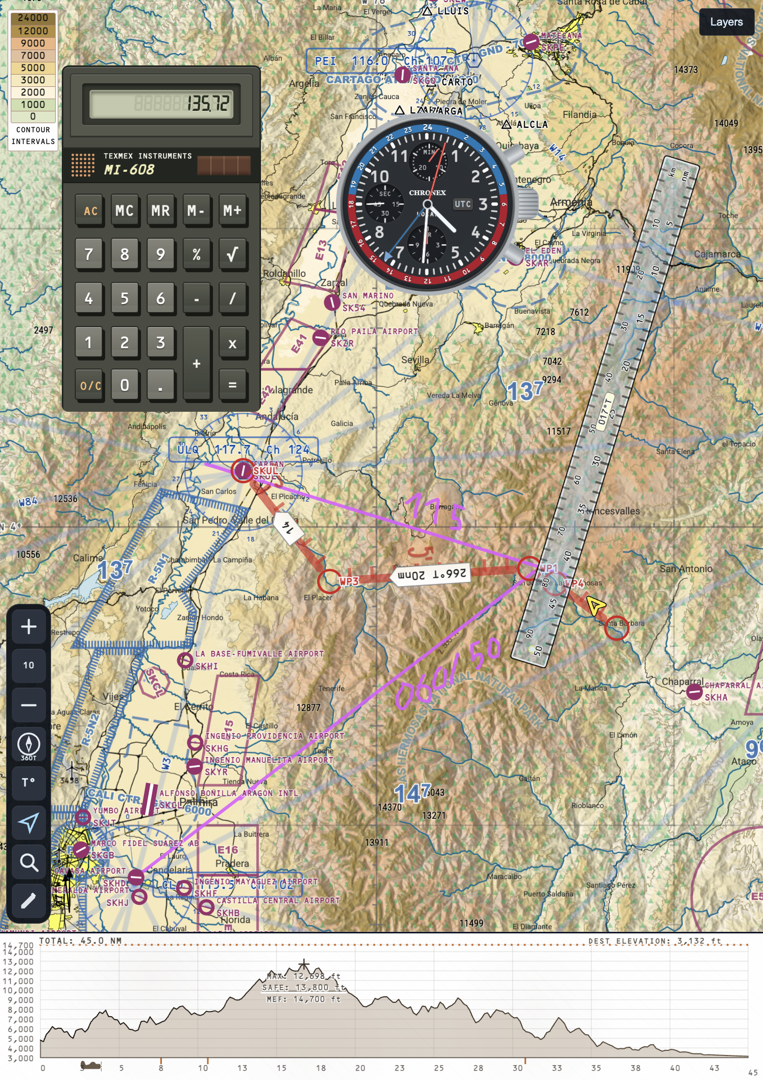 InfinityCharts flight planning screen